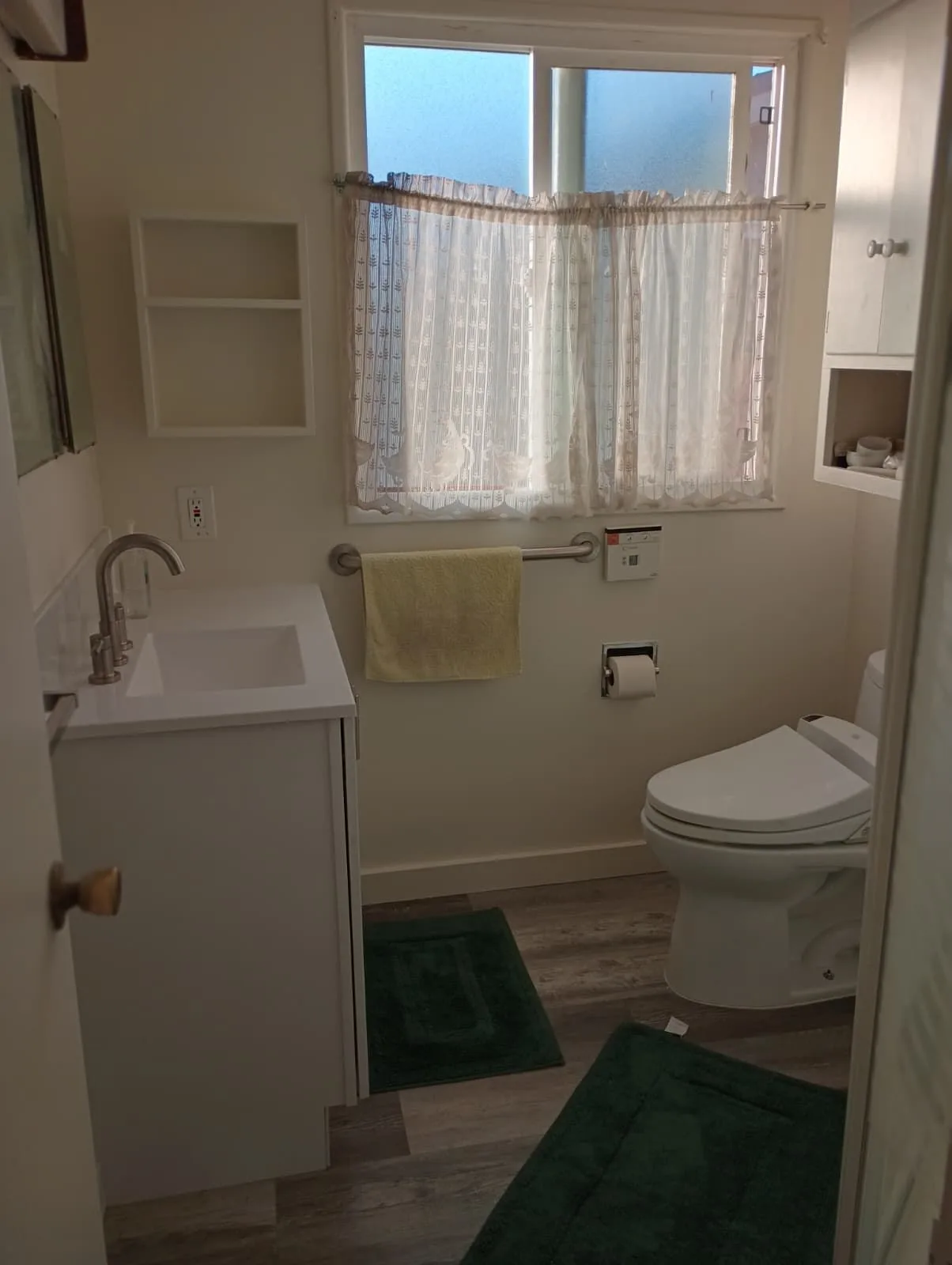 Modernised finished bathroom after structural preparation and new finishes